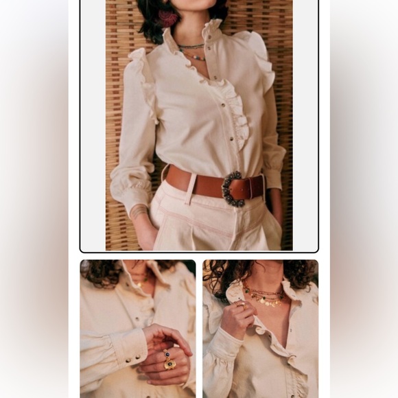 Sezane Eva Beige Ruffled Blouse - Picture 4 of 4